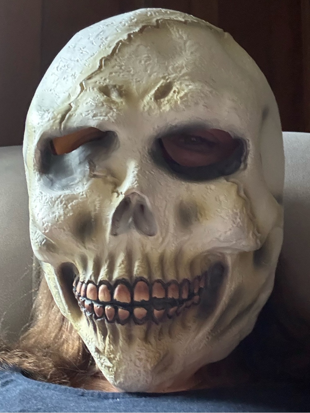 Vintage Paper Magic Group Skull Mask Cracked Decay Vinyl Horror